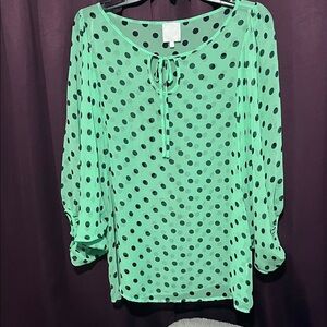Karen Walker Mint and Black Polka Dot Blouse